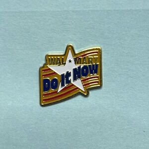 Vintage Walmart Do It Now Star Flag Employee Recognition Pin Gold Tone